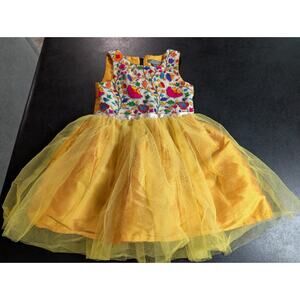 A.T.U.N. Girl's Size 4 Colorful Boho Fairycore Embroidered Tulle Satin Dress EUC